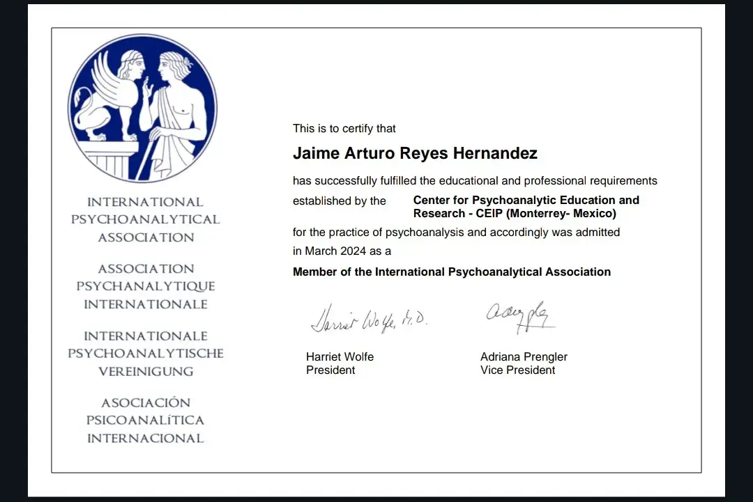 Diploma del Psicólogo Jaime Reyes